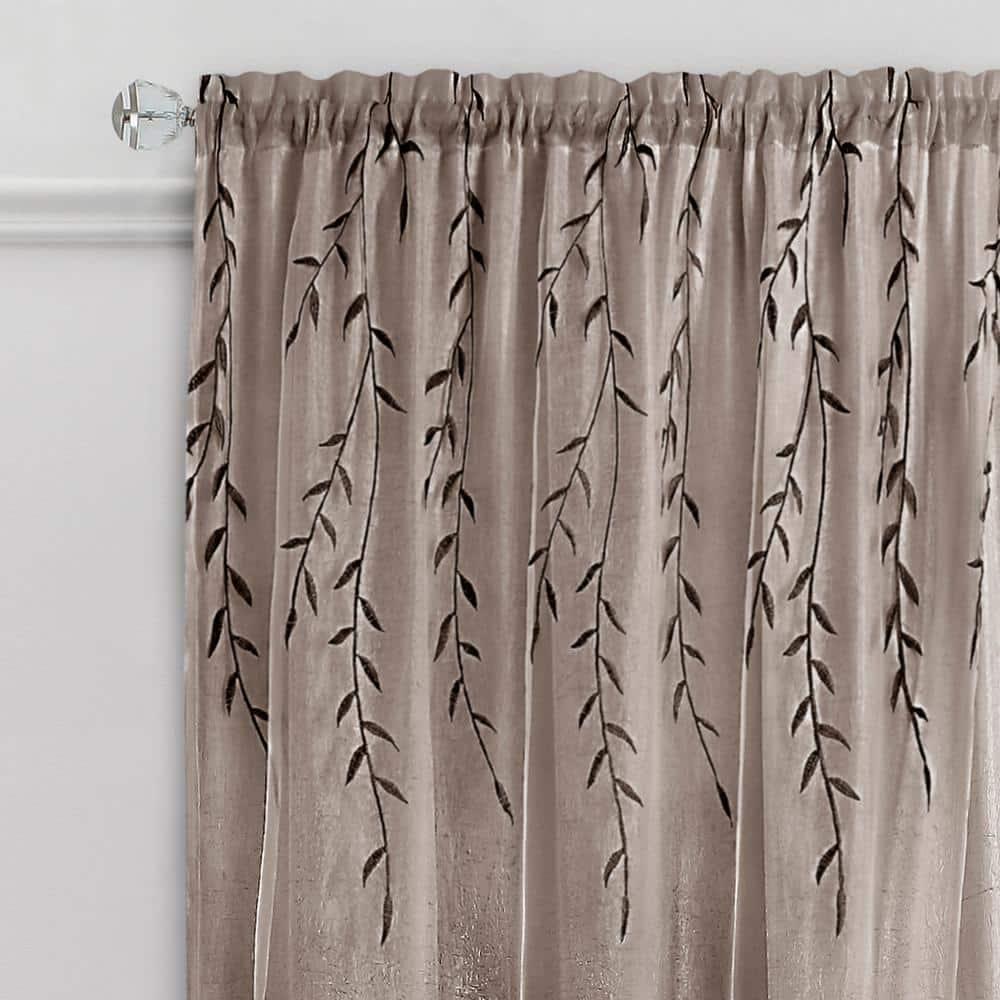 Traditional Elegance Willow Rod Pocket Window Curtain Panel - 42x63 - Toffee