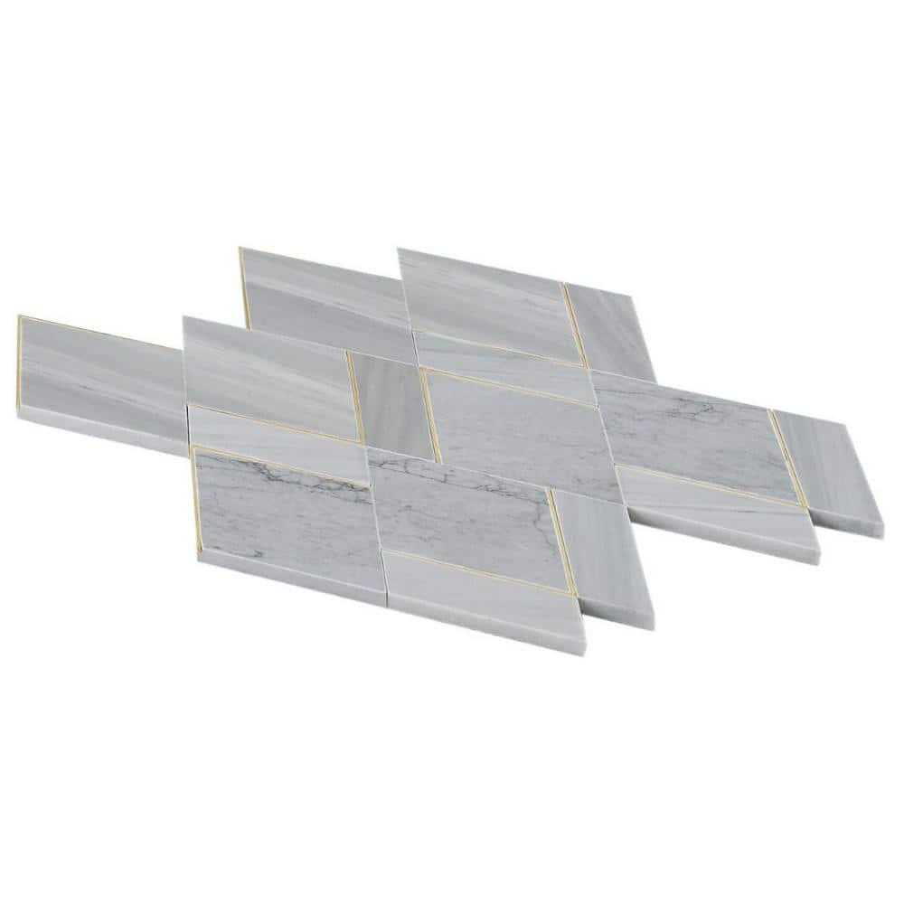 Mehko 11.81 in. x 14.96 in. Polished Marble and Brass Wall Tile