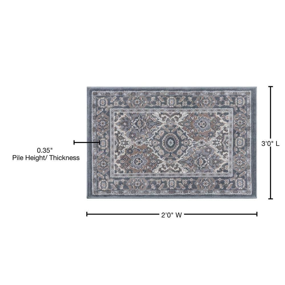 Tayse Madison Area Rug MDN3609 Traditional Gray Garland Repeat 2' x 3' Rectangle