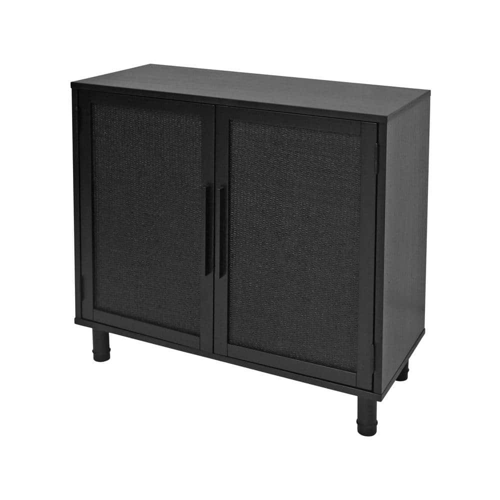 Hopper Studio Hopper Studio Delancey Solid Wood 2-Door Rattan Cabinet, Stylish Accent Piece