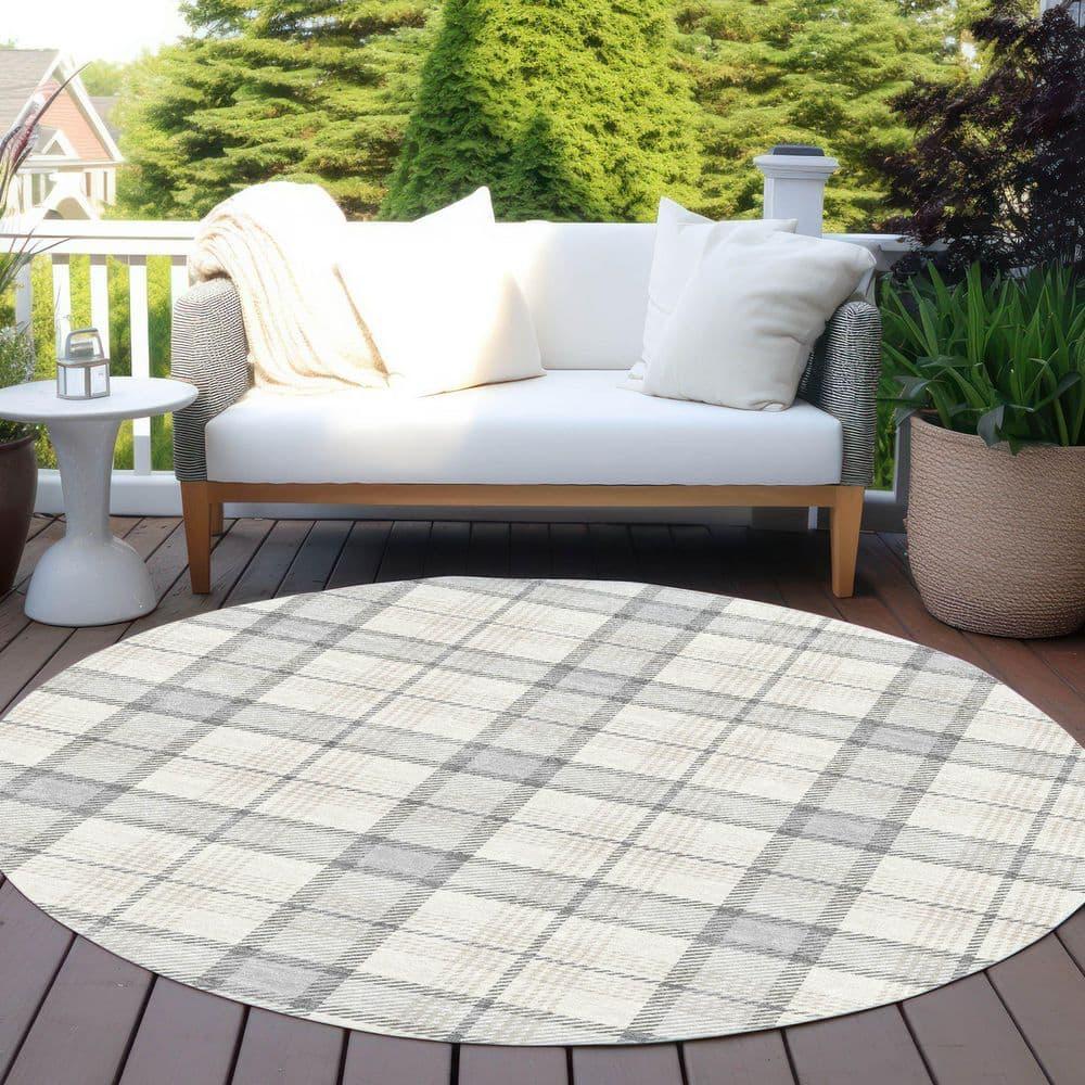 Machine Washable Indoor/Outdoor Chayden ACN1052 Silver Rug