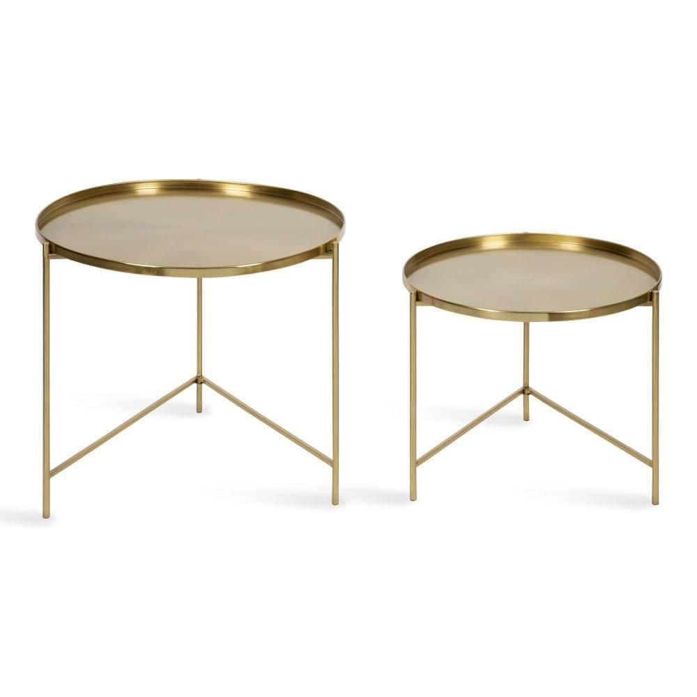 Kate and Laurel Ulani Round Metal Nesting Table, 2 Piece, Gold