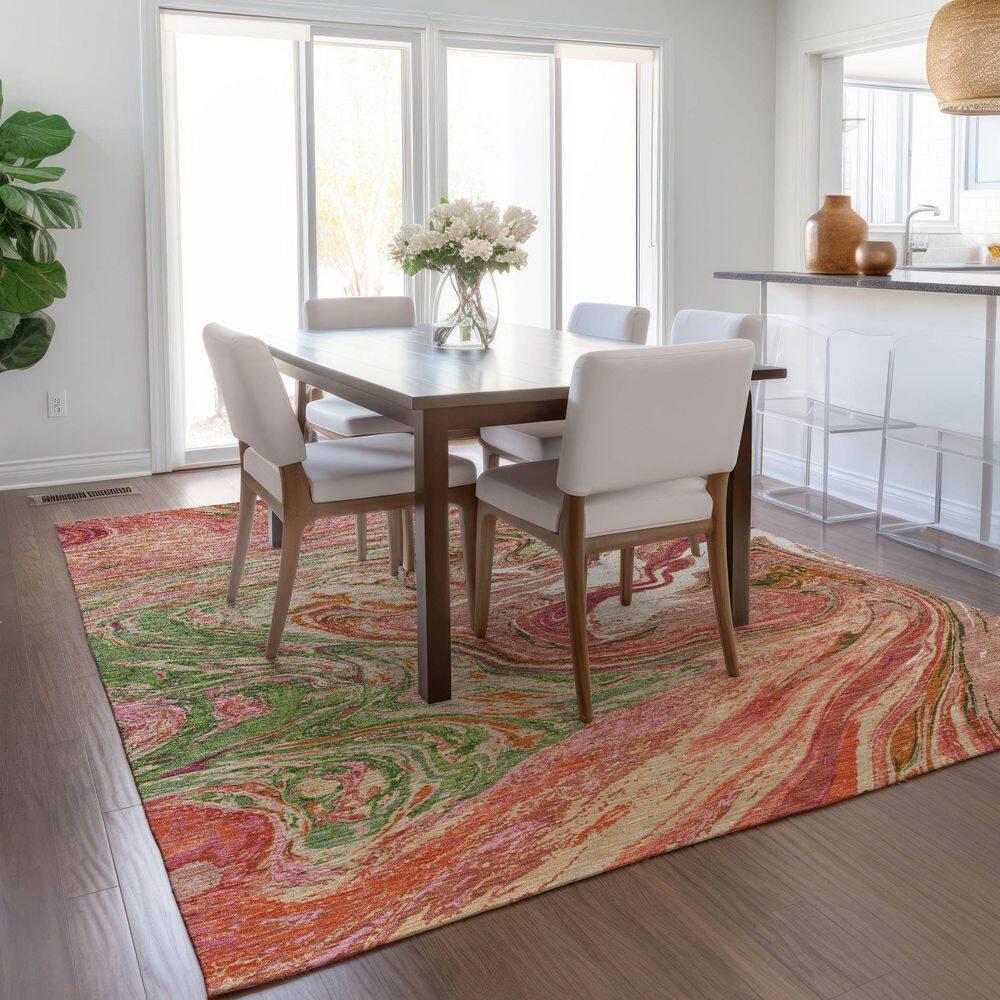 Addison Rugs Chantille Indoor/Outdoor Transitional Geometric, Abstract Coral Washable Rectangle Rug, 2'6" x 3'10"