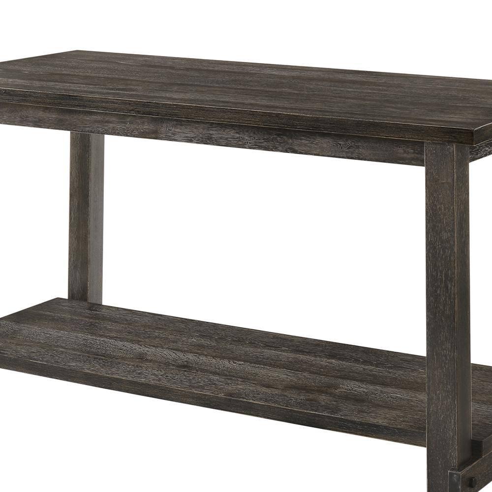 60" Martha Li Dining Table Weathered Gray - Acme Furniture: Sturdy Wood, Storage Shelf, Seats 6