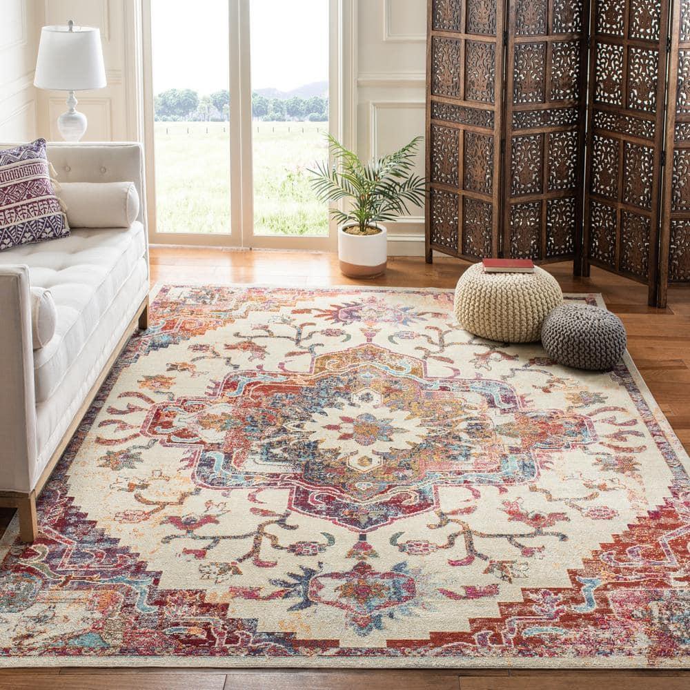 Crystal CRS501 Loomed Indoor Area Rug - Light Blue/Burgundy - 9'x12' - Safavieh