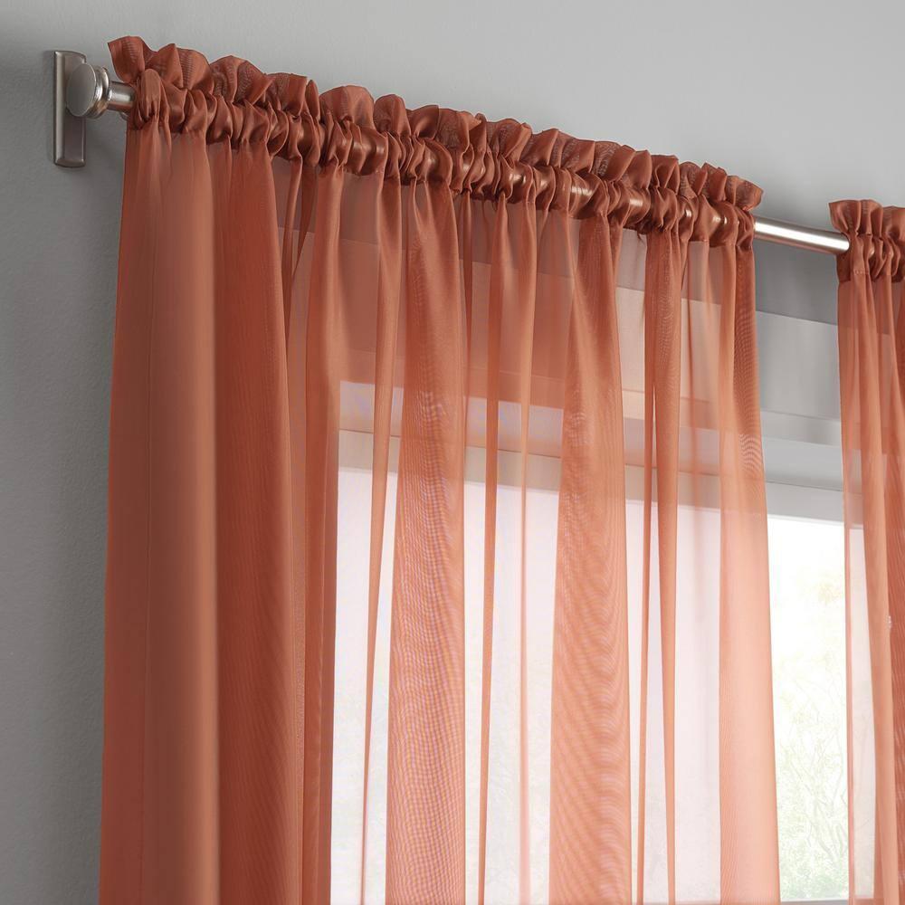Eclipse Livia Sheer Rod Pocket 59 x 95 Curtain Panel in Terracotta