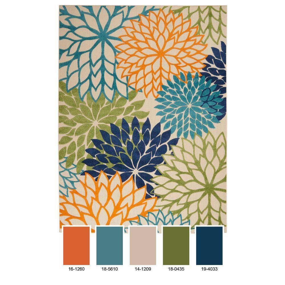 Nourison Aloha Floral Bloom Flatweave High-Low Indoor Outdoor Runner Rug Multicolor 2'3" x 10'