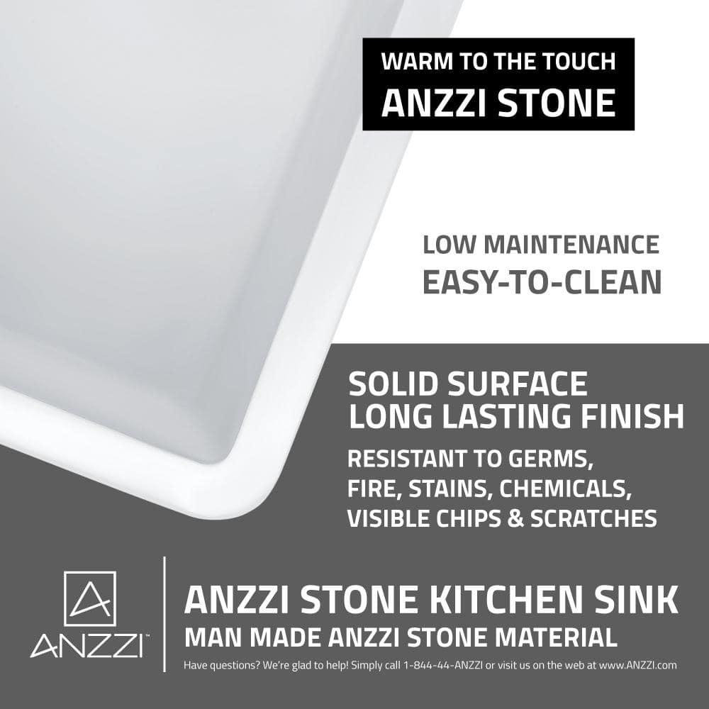 ANZZI K-AZ227-2B Roine 18'' L Farmhouse / Apron Double Bowl Solid Surface Kitchen Sink