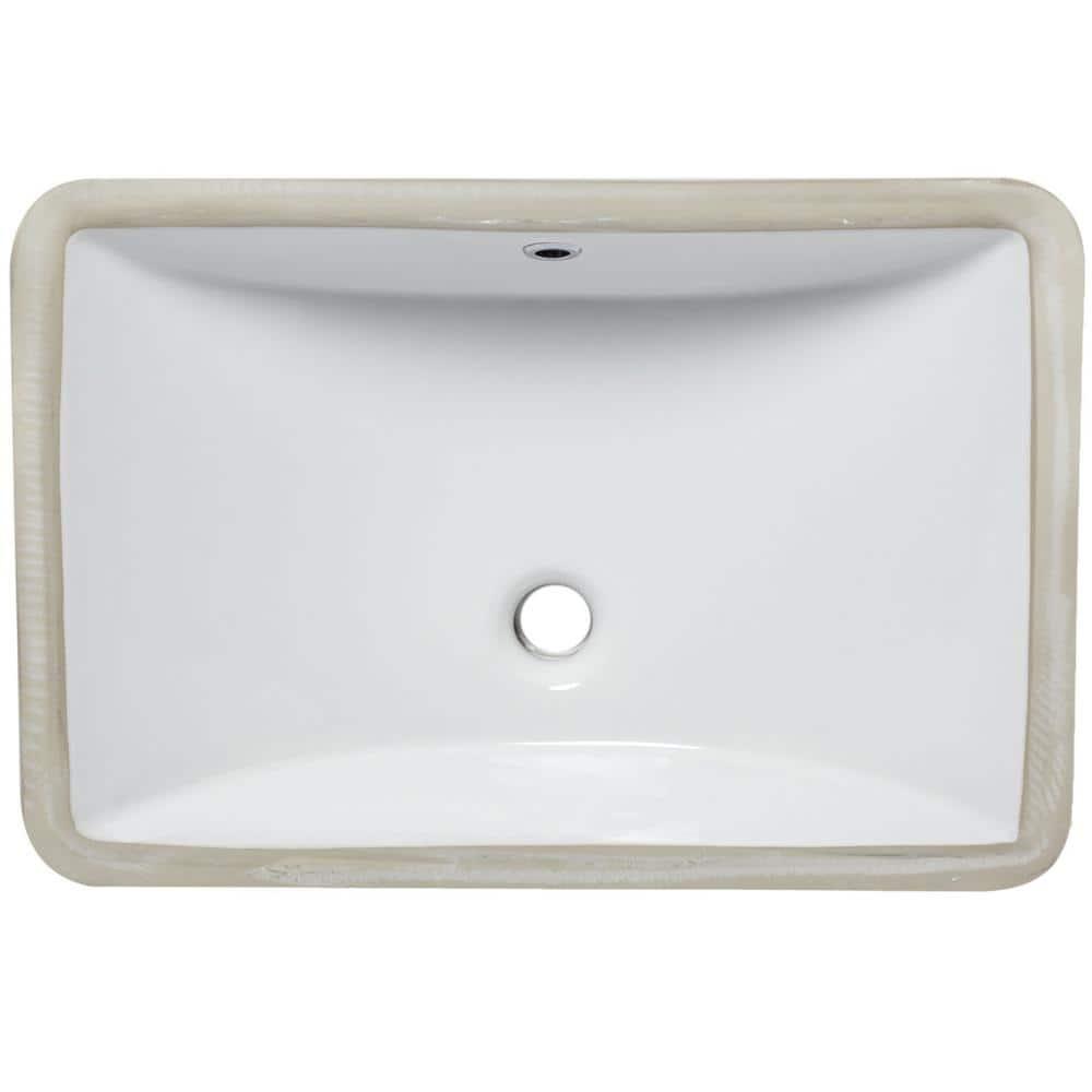 Novatto NP-U193902 Novatto 18.25'' White Porcelain Rectangular Bathroom Sink with Overflow