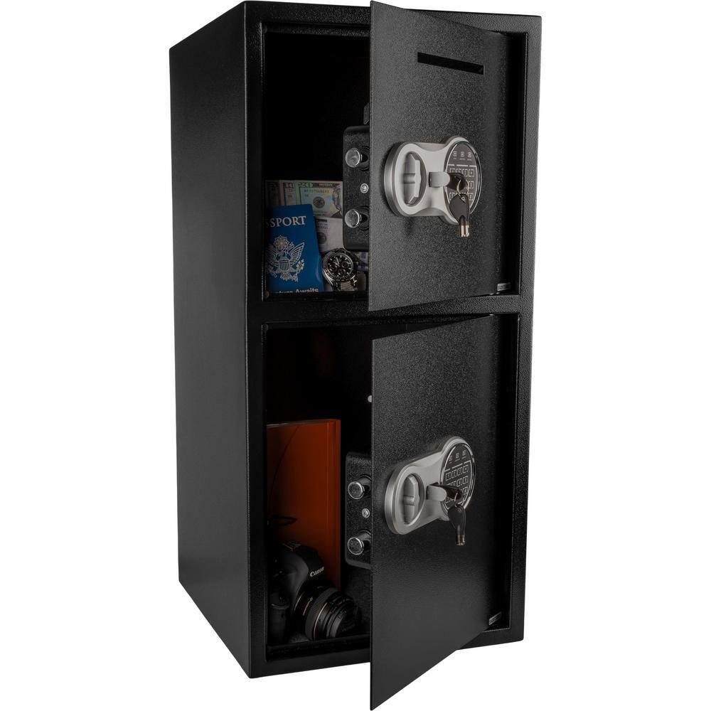 Black Steel Dual Compartment Electronic Safe Deposit Box