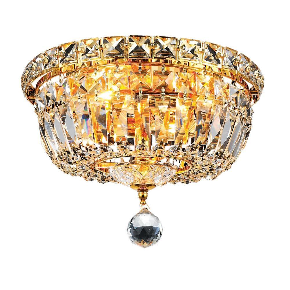 Elegant Lighting Tranquil 4 light Gold Flush Mount Clear Royal Cut Crystal