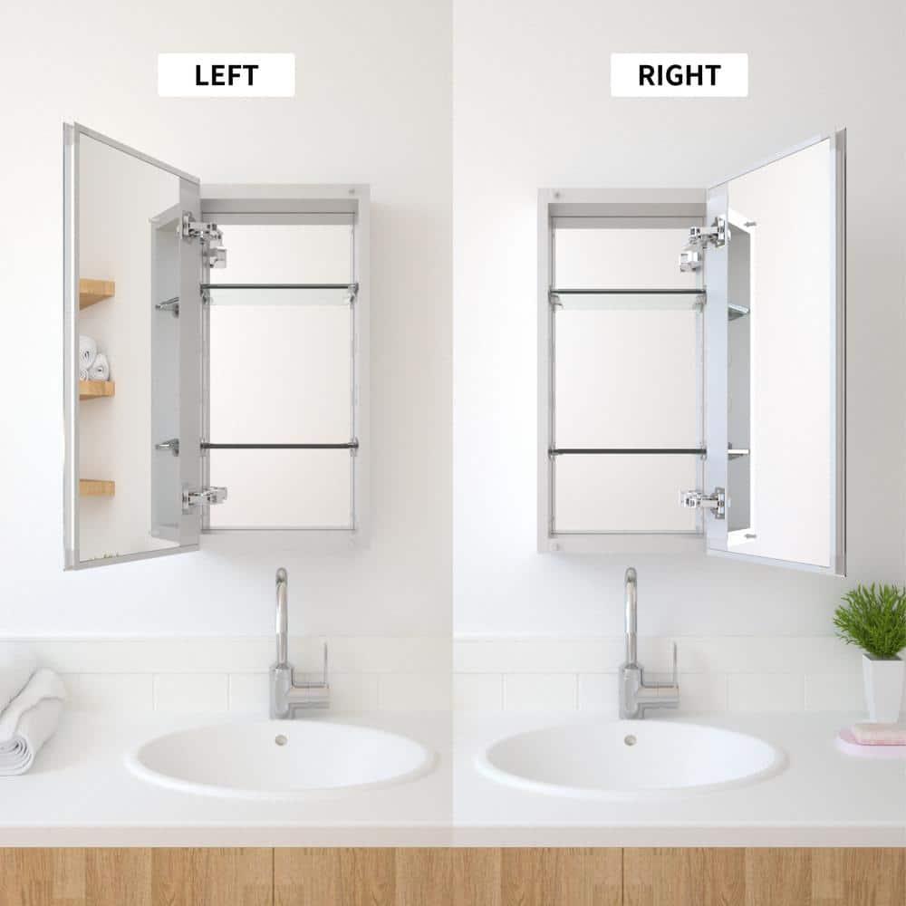 W 24'' H Frameless Medicine Cabinet Mirror 2 Adjustable
