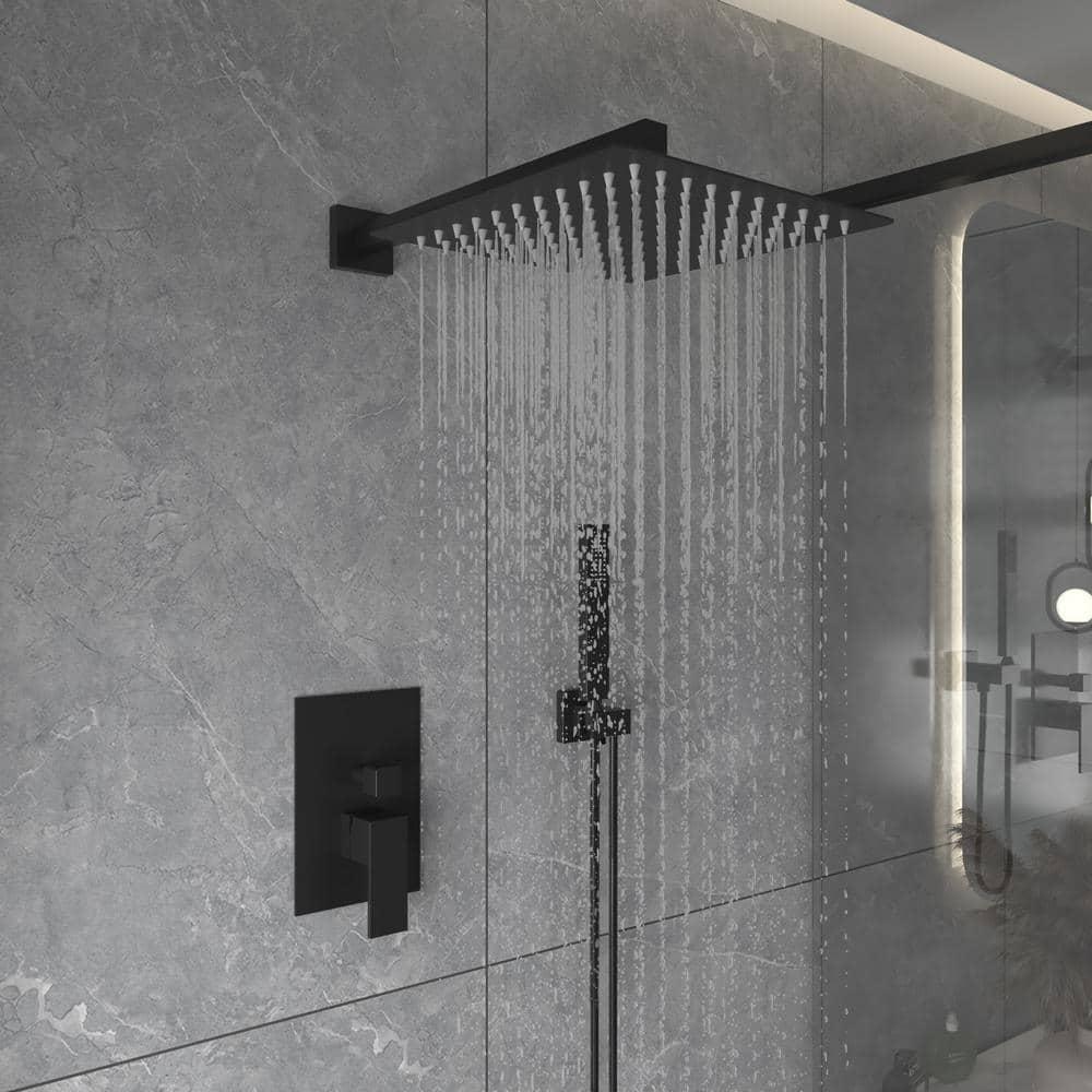 Single Handle 2-Spray Square High Pressure Shower Faucet with 16" Shower Head