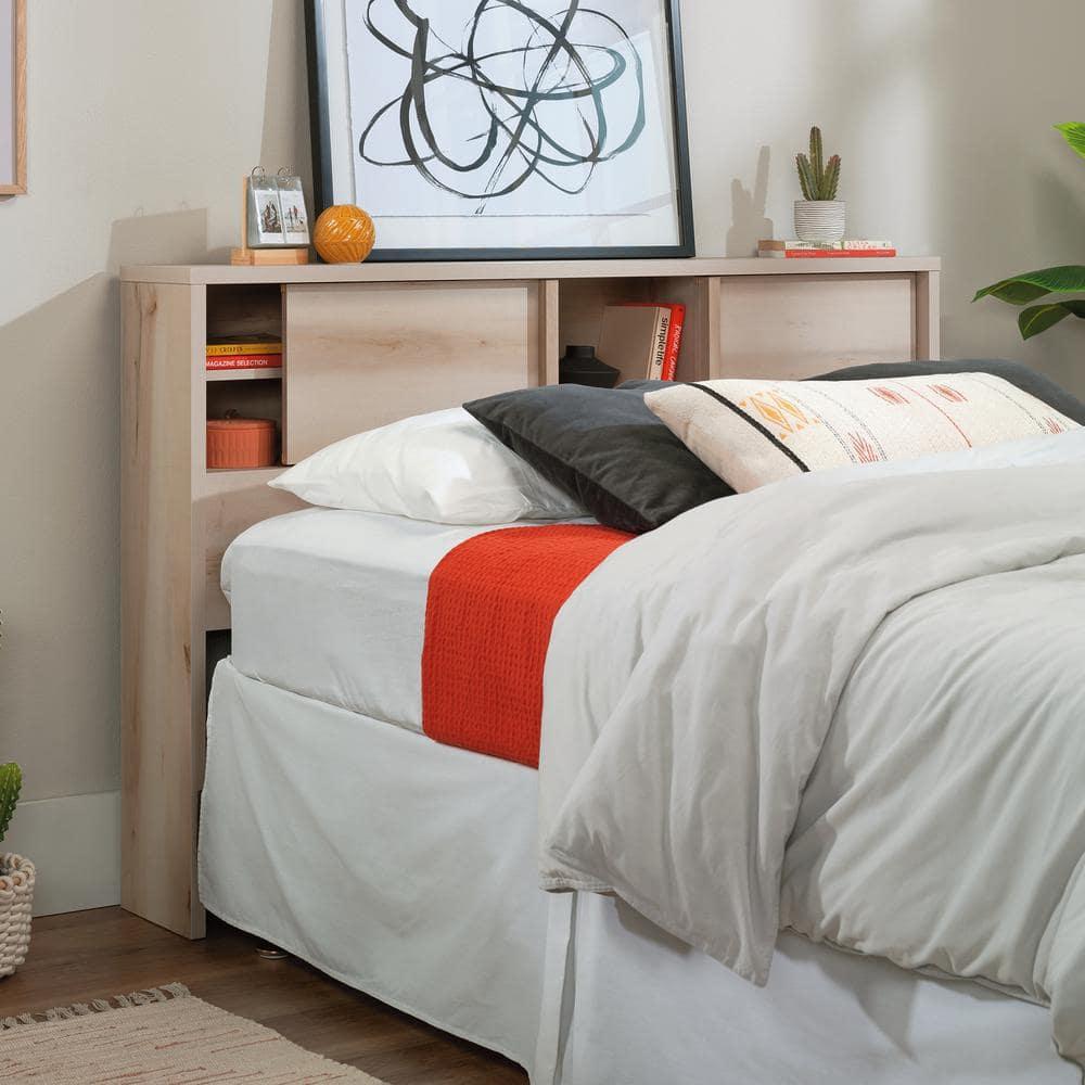 Full/Queen Harvey Park Headboard Pacific Maple - Sauder: Sliding Door Storage, Adjustable Shelves