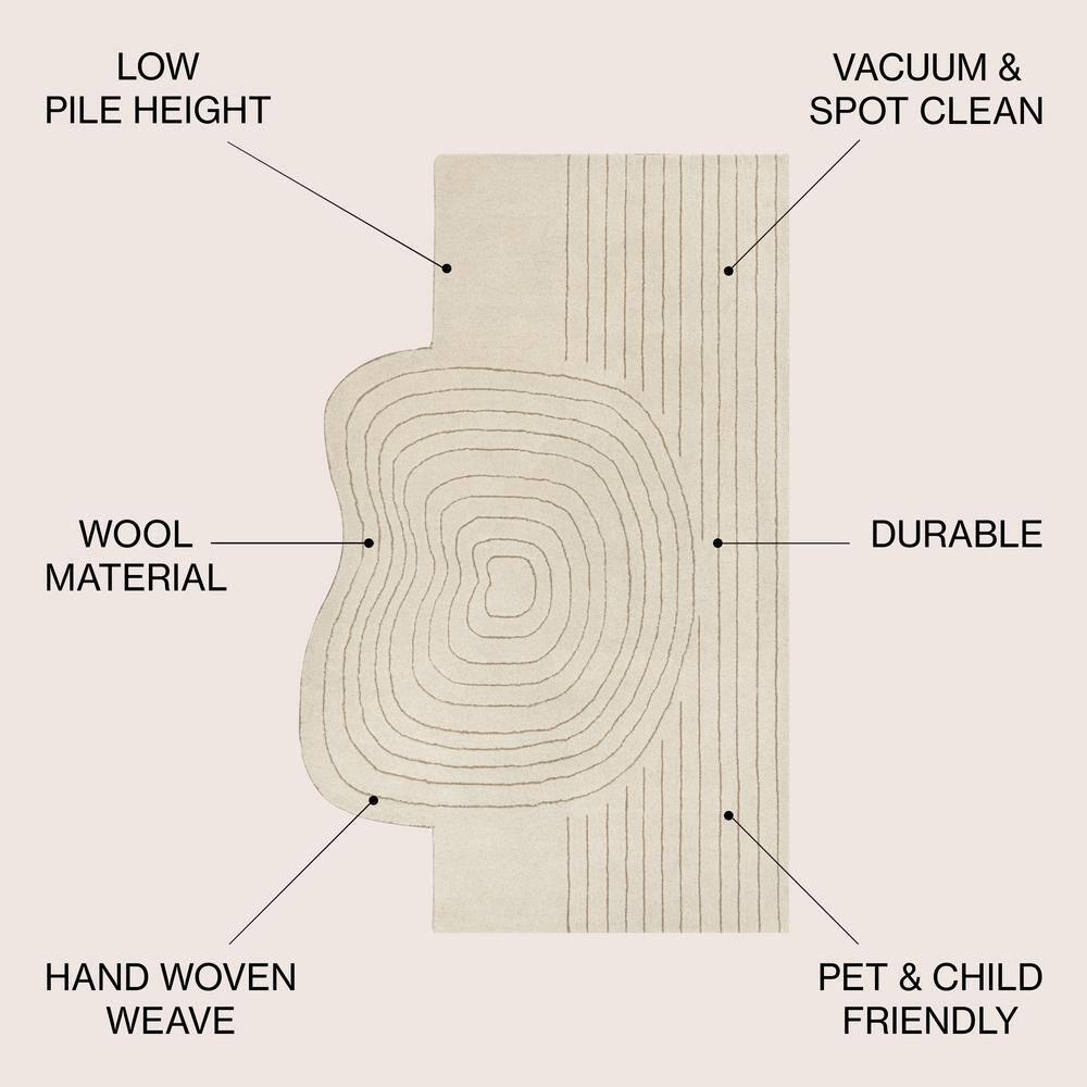 JONATHAN Y Retro Bohemian Abstract Striped Handwoven Wool Ivory/Beige 6 ft. x 9 ft. Area Rug