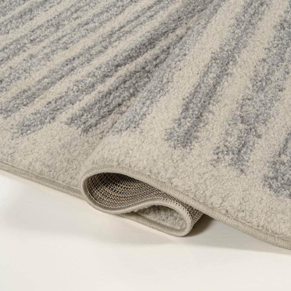 JONATHAN Y Khalil Modern Berber Stripe Cream/Gray 4 ft. x 6 ft. Area Rug