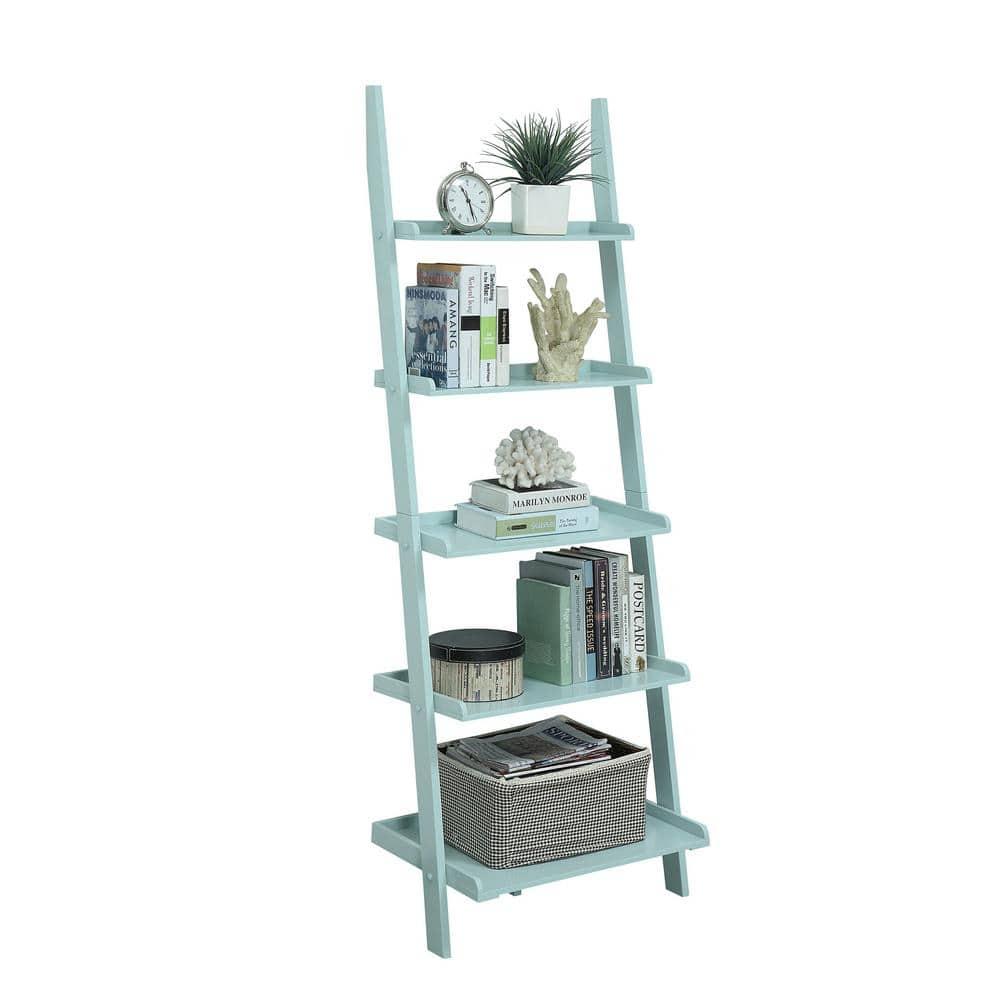 Convenience Concepts American Heritage 5-Shelf Ladder Bookcase, Sea Foam