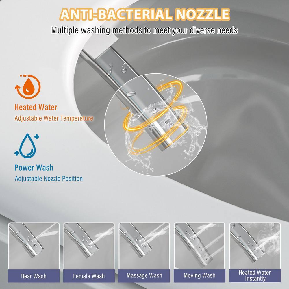 CASAINC CA-MT018U1 Smart Tankless Bidet Toilet,Elongated Heated Seat,Auto Open/Close,Warm Wash/Dryer,Foot Sensor Flush