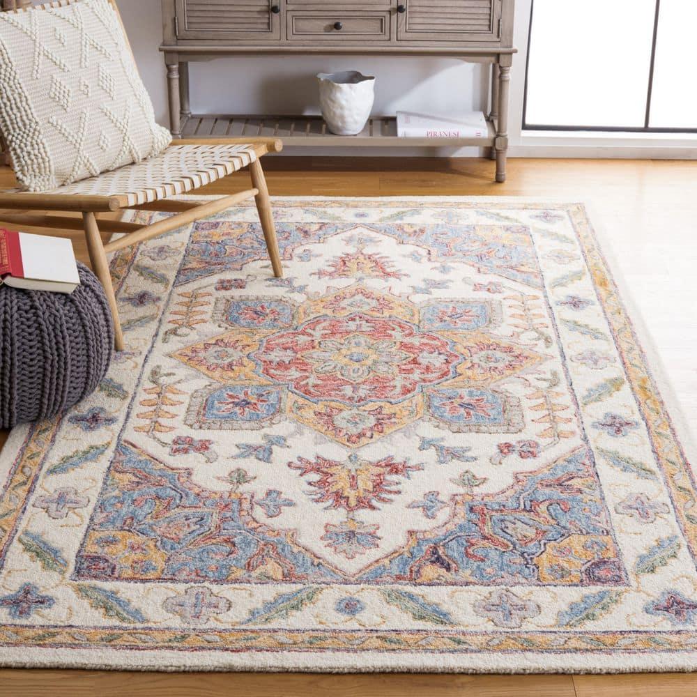 Metro MET352 Hand Tufted Indoor Area Rug - Ivory/Rust - 5'x8' - Safavieh