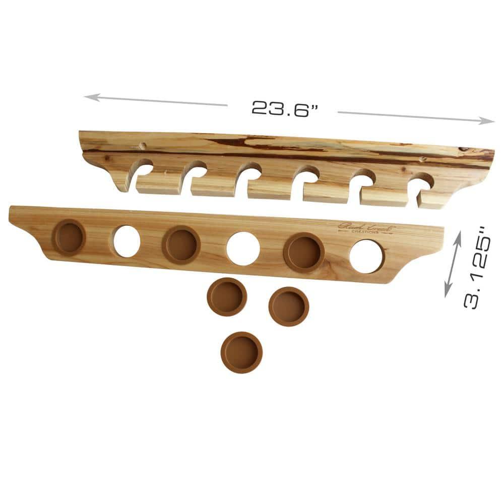 Rush Creek Creations 6 Fishing Rod Wall & Ceiling Rack, Rustic Wood Fishing Rod Holder, Vertical/Horizontal Mount