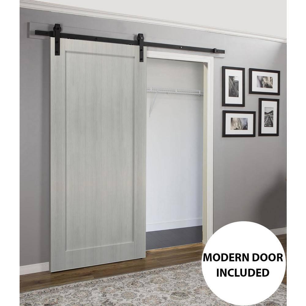 SARTODOORS Quadro Paneled Barn Door with Installation Hardware Kit