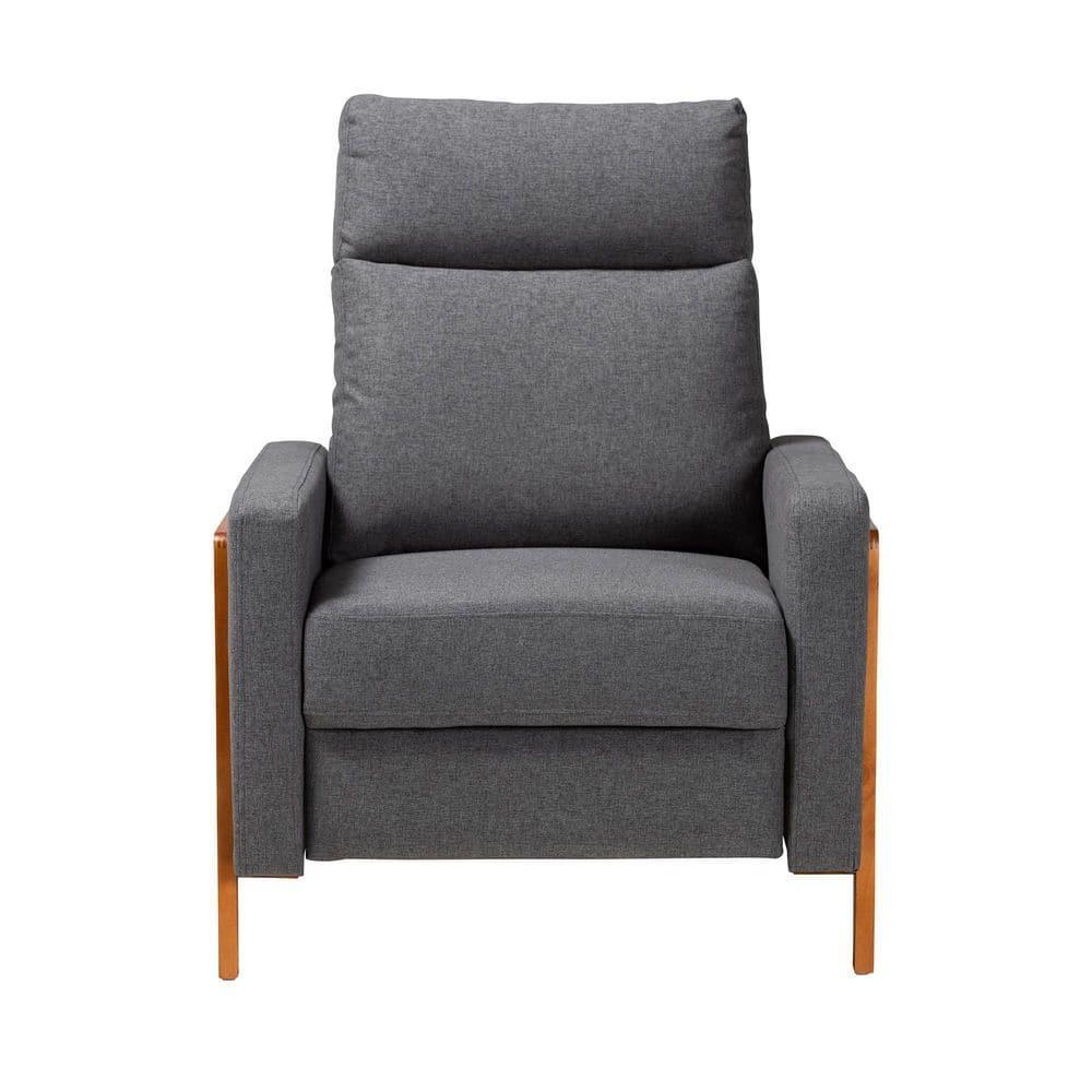 Halstein Mid Century Modern Fabric Upholstered Lounge Chair Gray - Baxton Studio