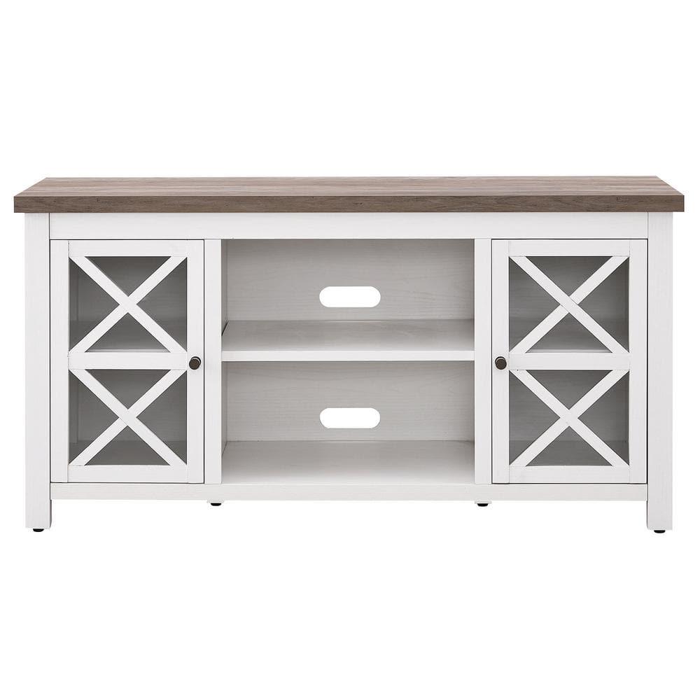 Evelyn&Zoe Colton Rectangular TV Stand for TV's up to 55", White/Gray Oak