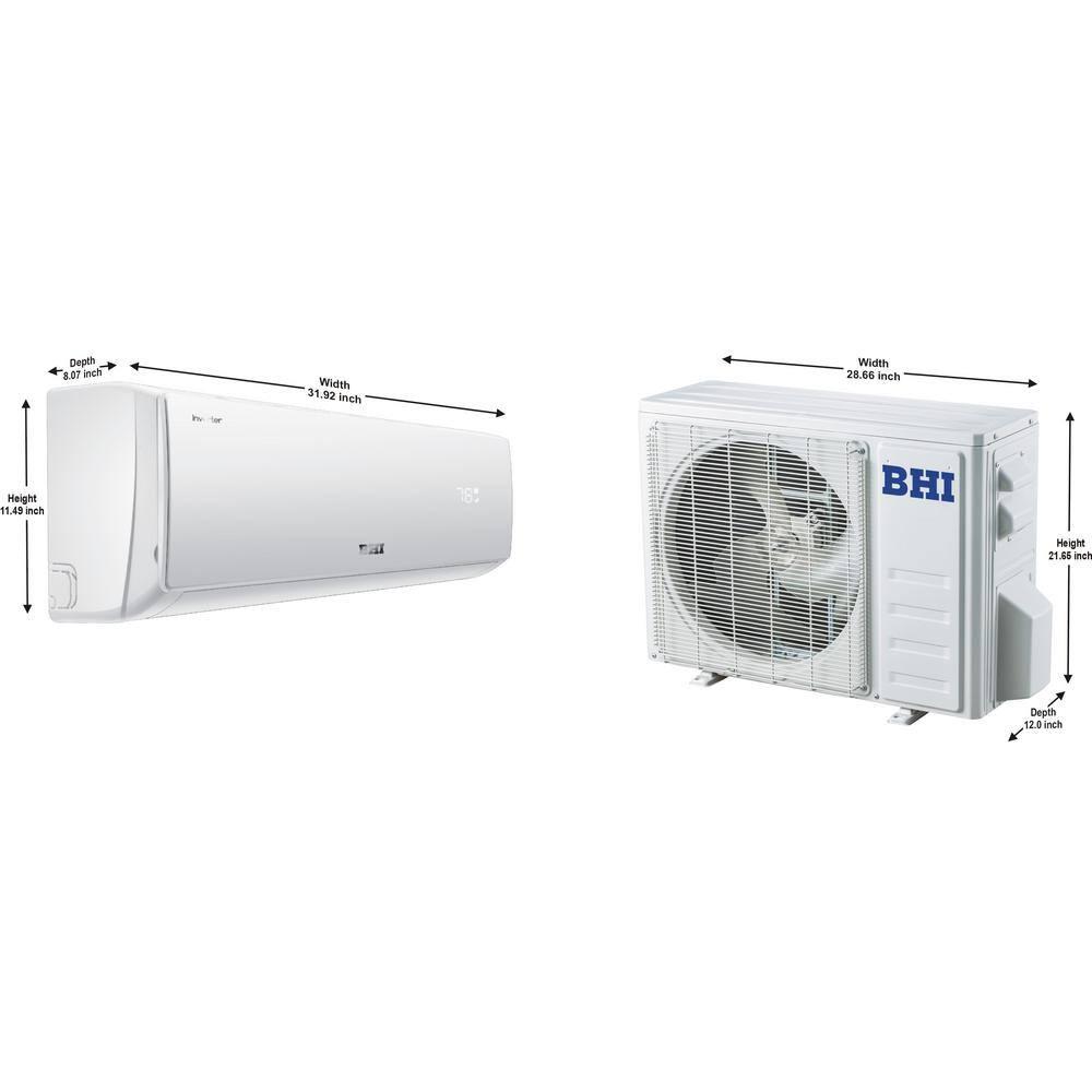 BHI BHI 12000 BTU Ductless Mini Split Air Conditioner with Heater and Remote