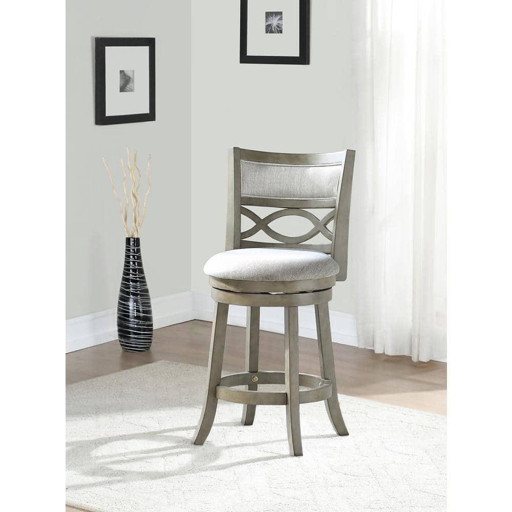 New Classic Furniture,Manchester 24" Solid Wood Counter Stool With Fabric Seat In Ant Gray