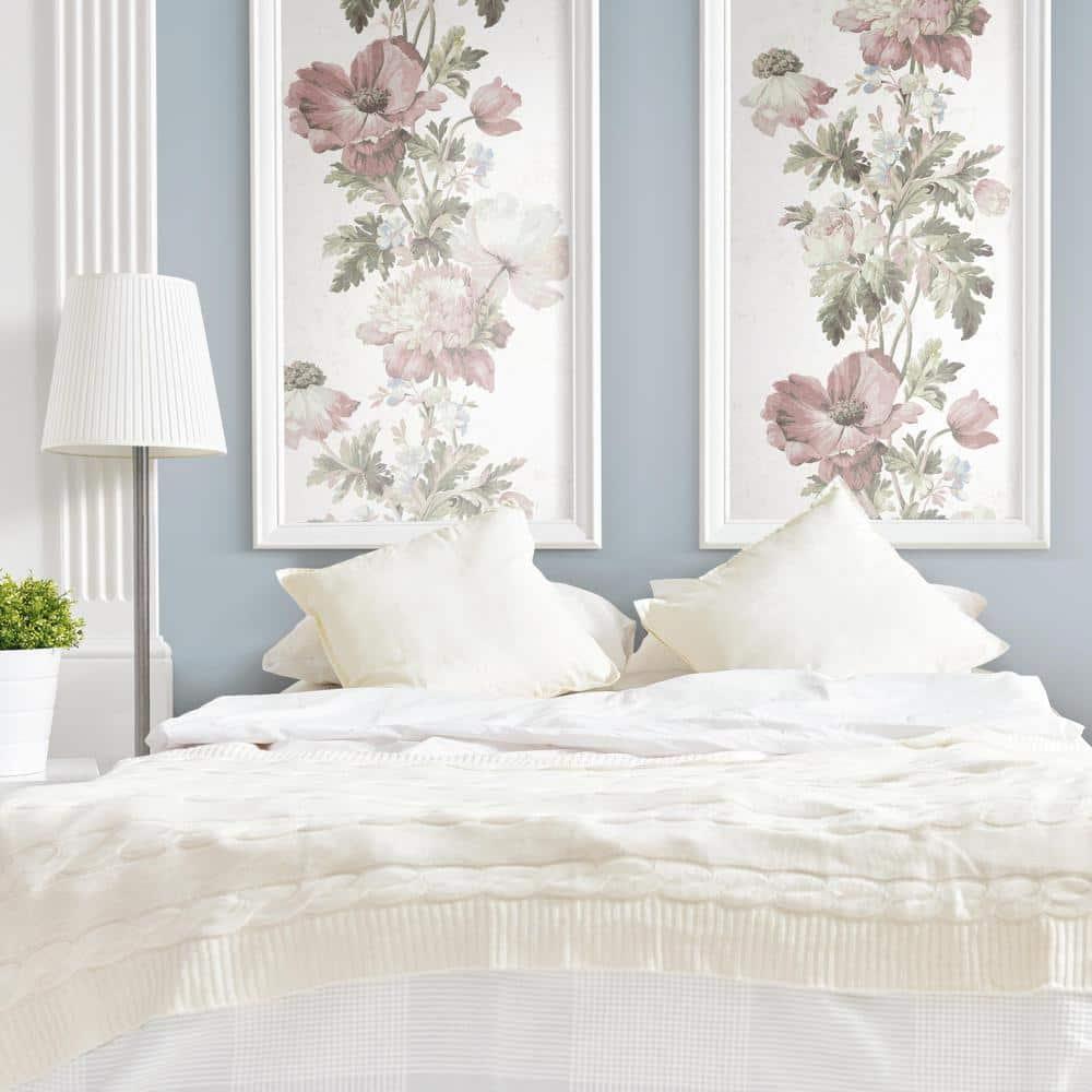 RoomMates Vintage Floral Stripe Peel and Stick Wallpaper Pink: Self-Adhesive Vinyl, Botanical Pattern, 28.3 Sq Ft Coverage