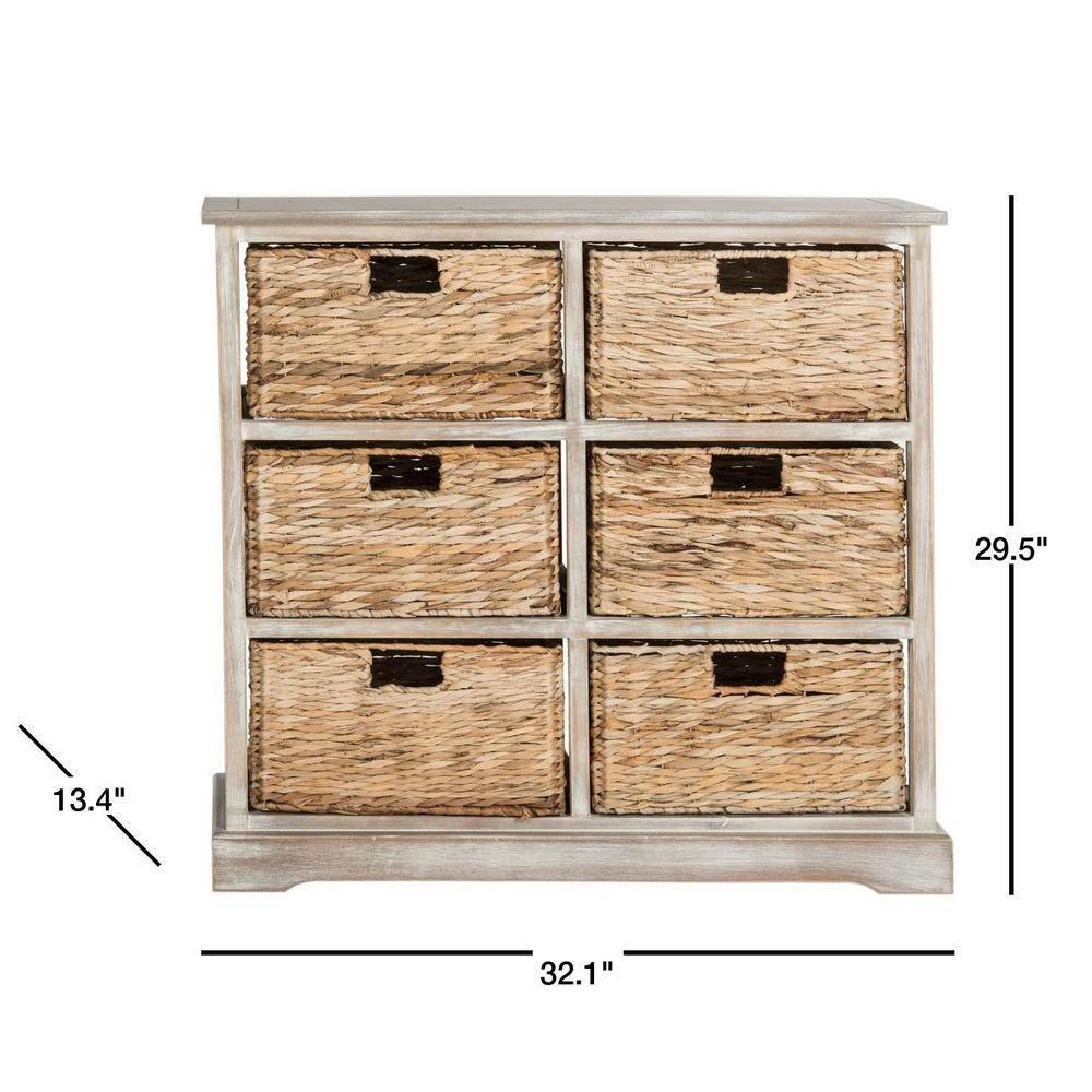 Keenan 6 Basket Storage Chest - AMH5740 - White Wash - Safavieh Couture
