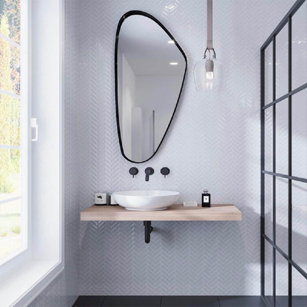 11"X 12.6" Herringbone Polished Glass Mosaic Tile