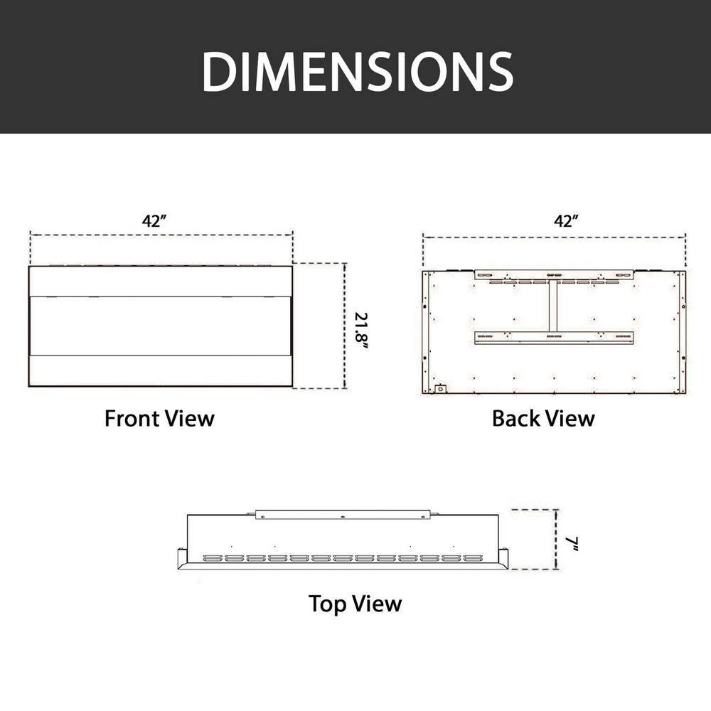 Hanover Fireside 42 In. Recessed/Wall-Mounted Electric Fireplace with Logs and LED Color-Changing Display, Black