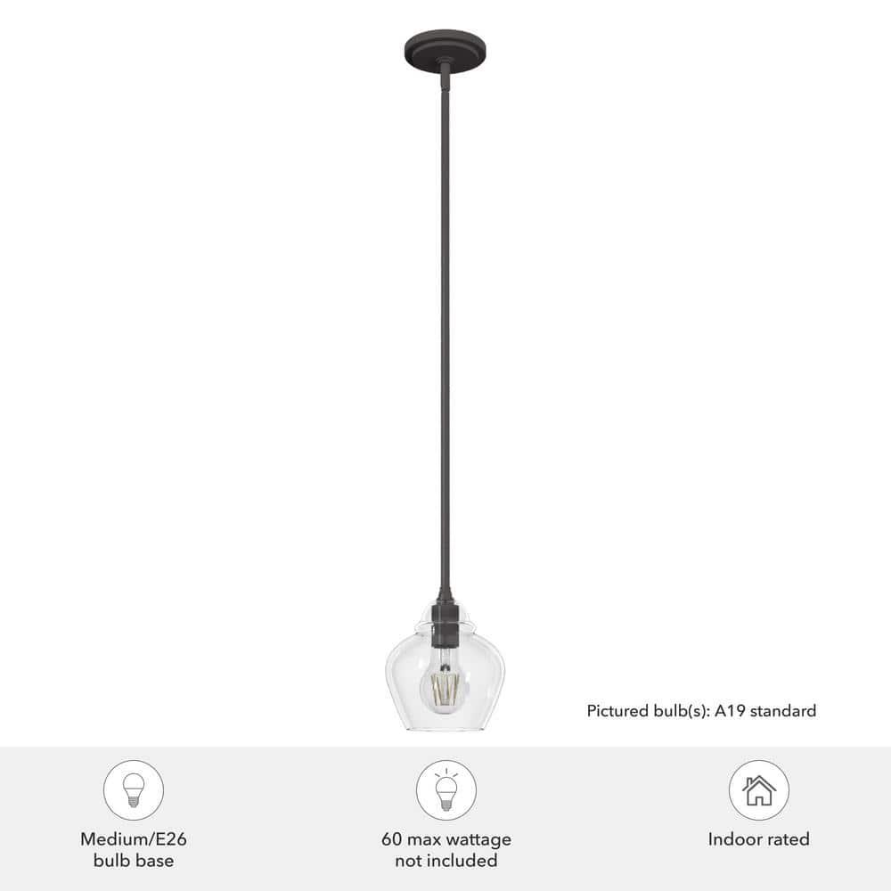 Dunshire 1 Light Noble Bronze Pendant with Glass
