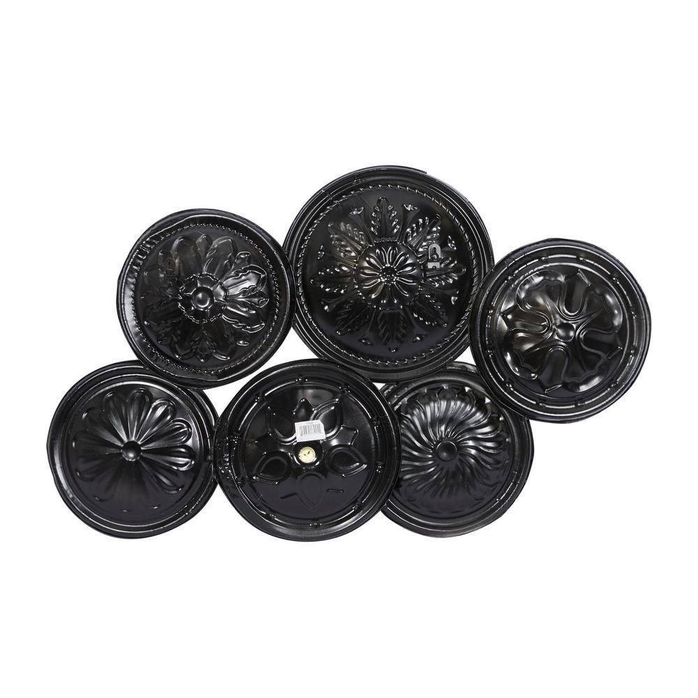 DecMode Rustic Metal Multi Colored Round Plates with Flower Petal Design Wall Decor, 31"W x 19"H