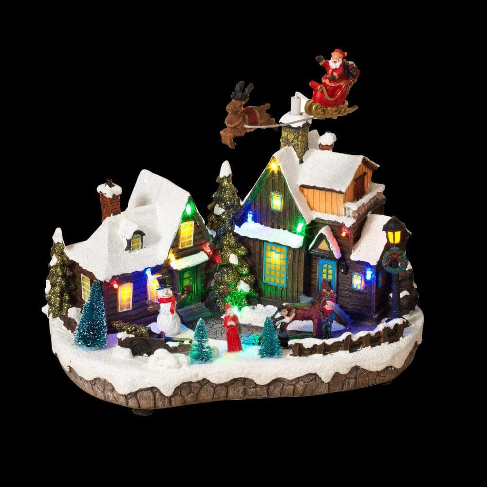 The Gerson Company LED Christmas Holiday Village with Moving Figurines - N/A
