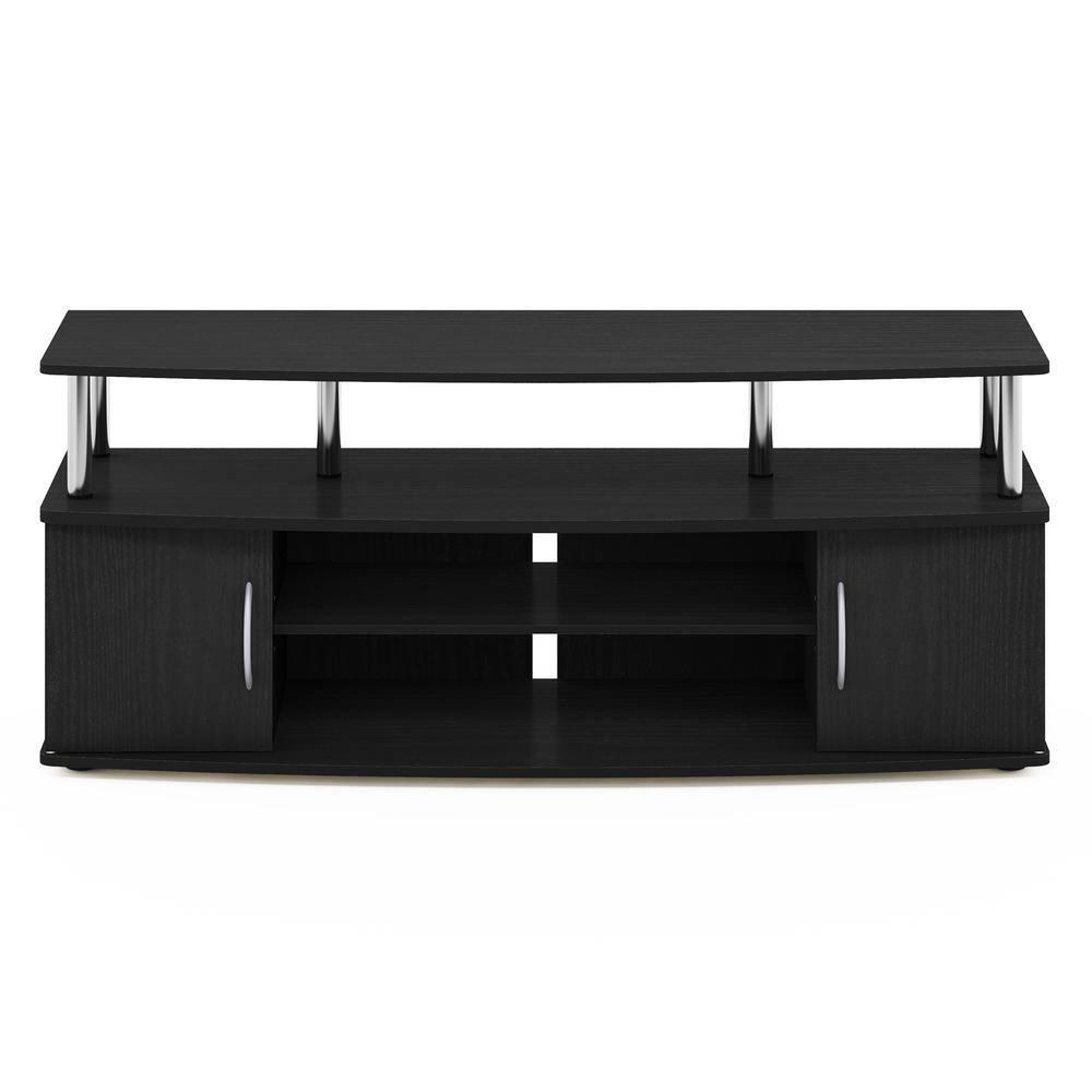 Furinno JAYA Large Entertainment Center Hold up to 55-in TV, Americano, Stainless Steel Tubes
