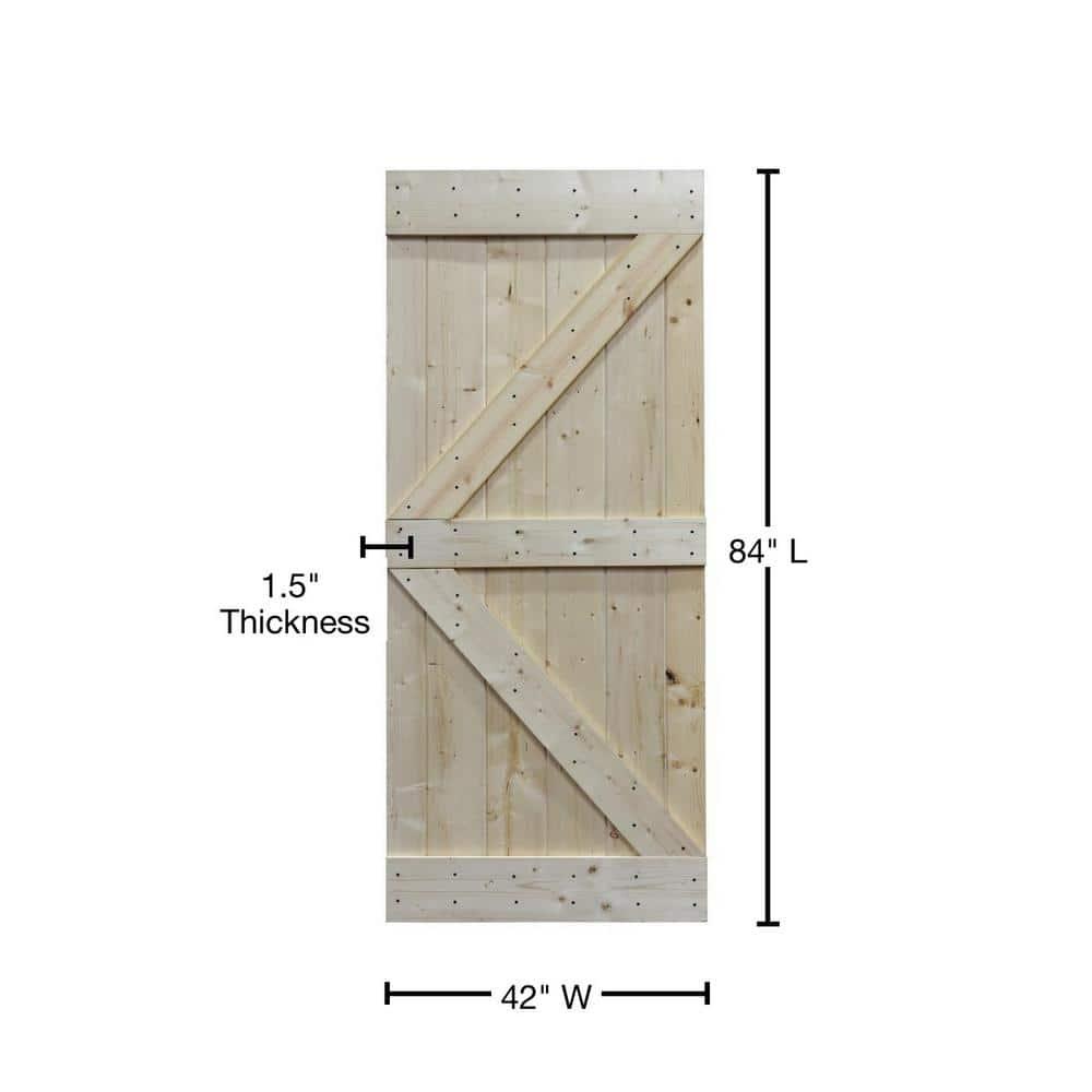 Calhome 84'' Solid Wood Paneled Painted without Installation Hardware Kit Barn Door