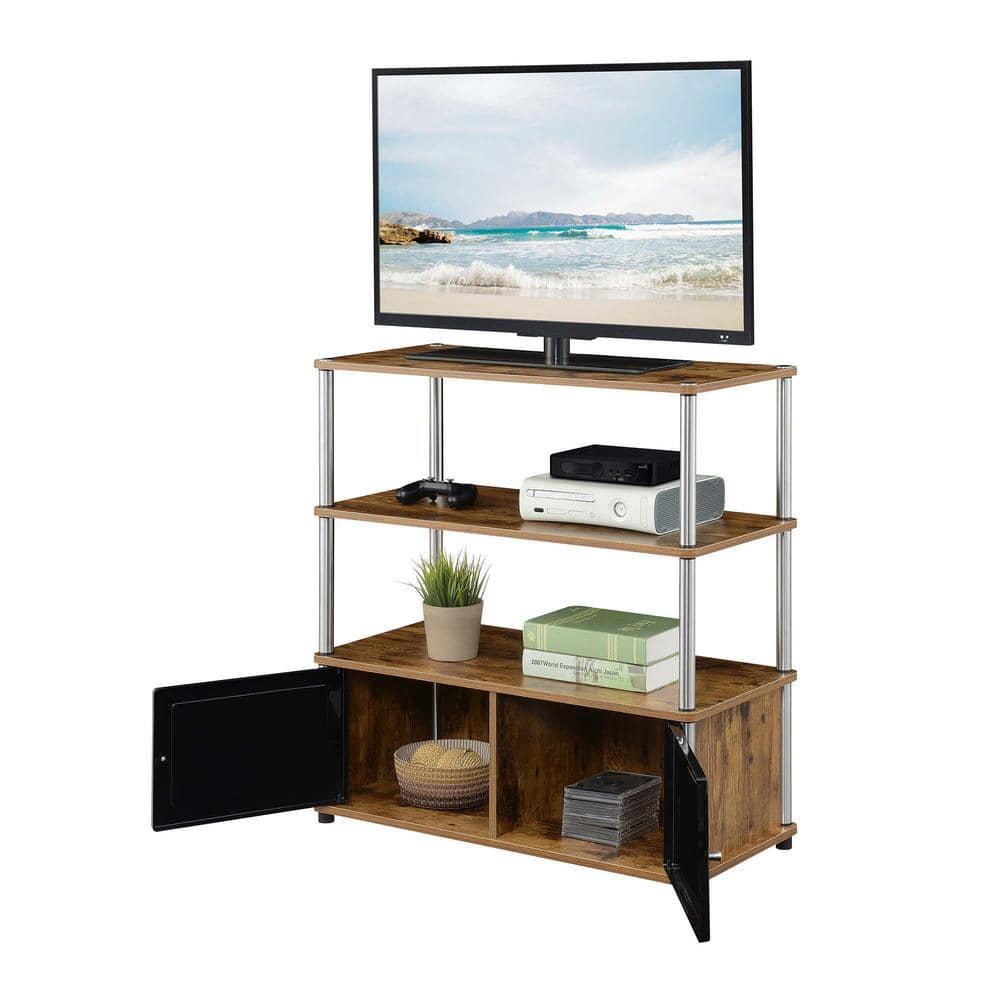 Convenience Concepts Designs2Go Highboy TV Stand with Storage Cabinets and Shelves for TVs up to 40 Inches, Barnwood