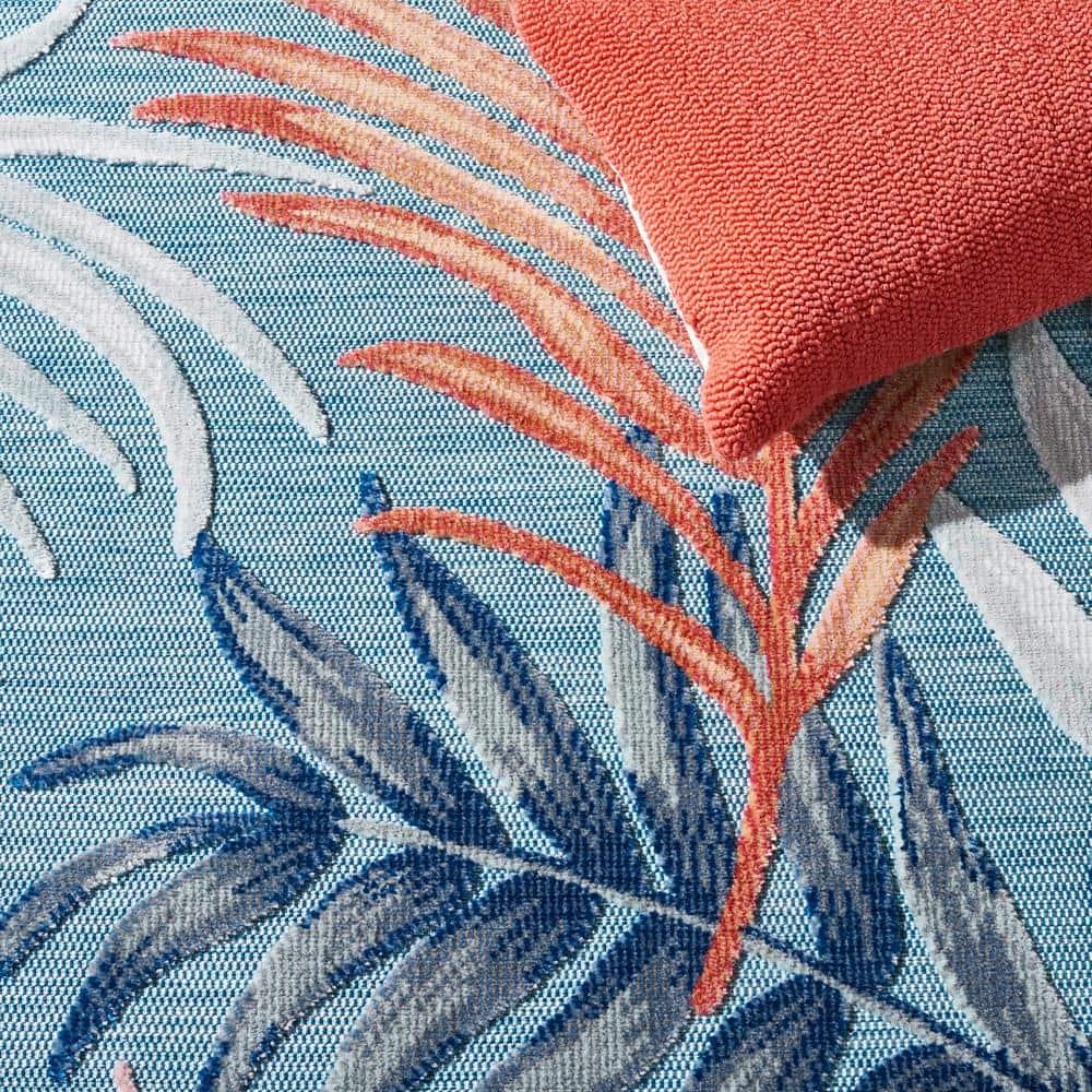 Cabana CBN458 Power Loomed UV Resistant Indoor/Outdoor Area Rug - Blue/Rust - 5'1"x7'6" - Safavieh