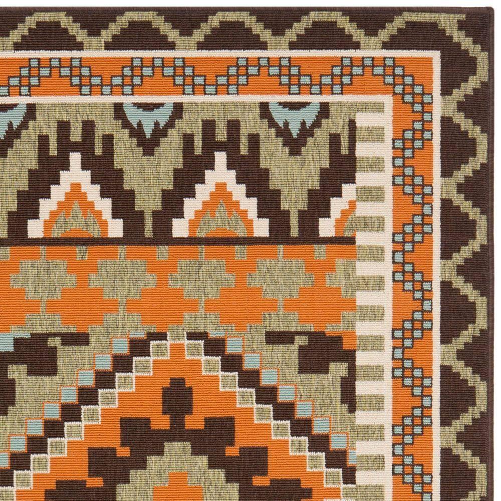 Veranda VER096 Power Loomed Indoor/Outdoor Area Rug - Green/Terracotta - 4'x5'7" - Safavieh