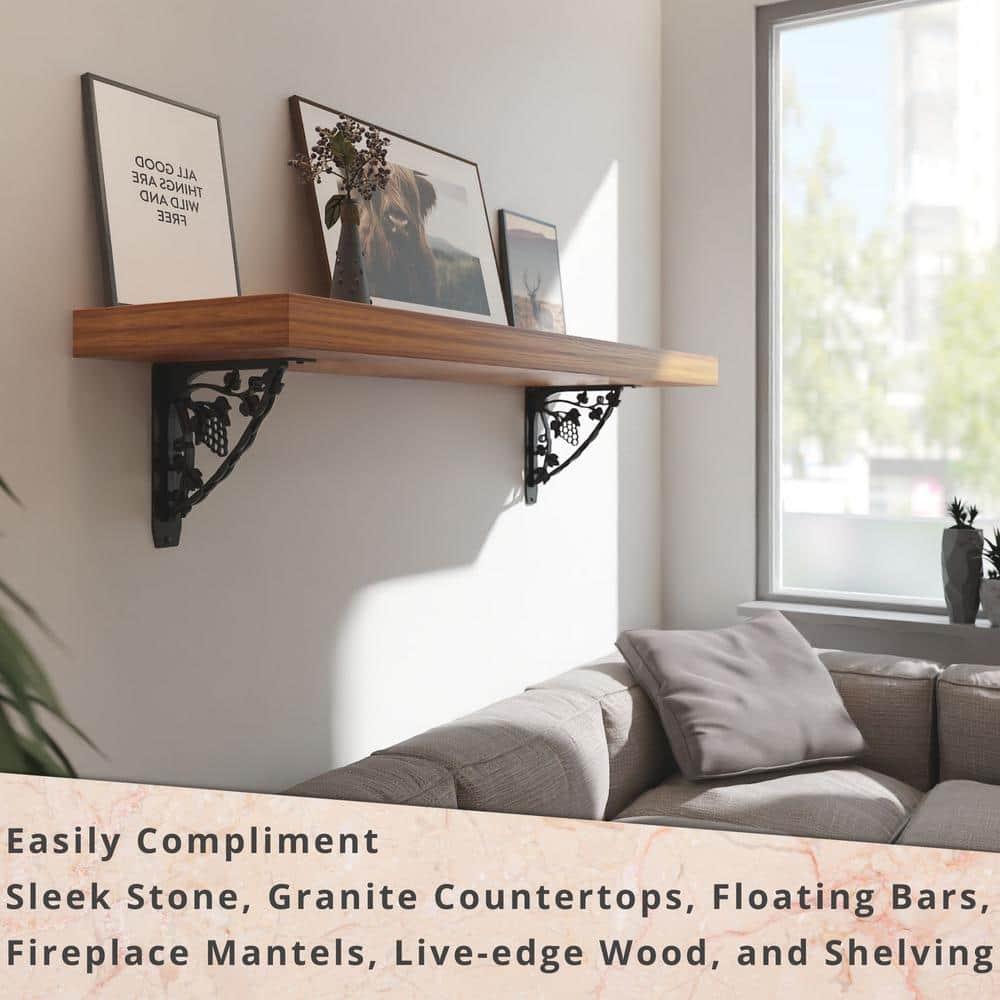 MADEIRA HEAVY DUTY STEEL FIREPLACE MANTEL BRACKETS, FLOATING SHELF, COUNTERTOP SUPPORT - HAND WELDED - 10" x 10" x 2"