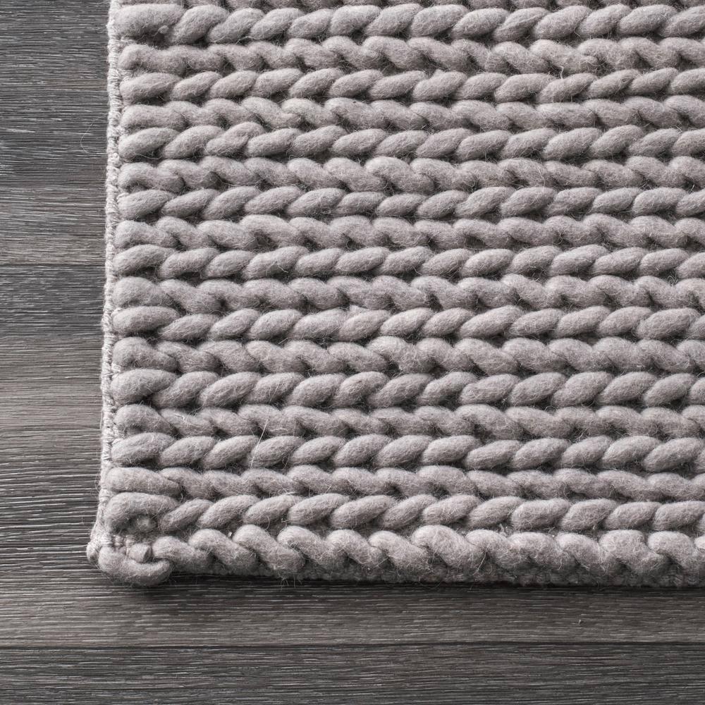 nuLOOM Penelope Braided Wool Light Gray 9' x 12' Farmhouse Area Rug