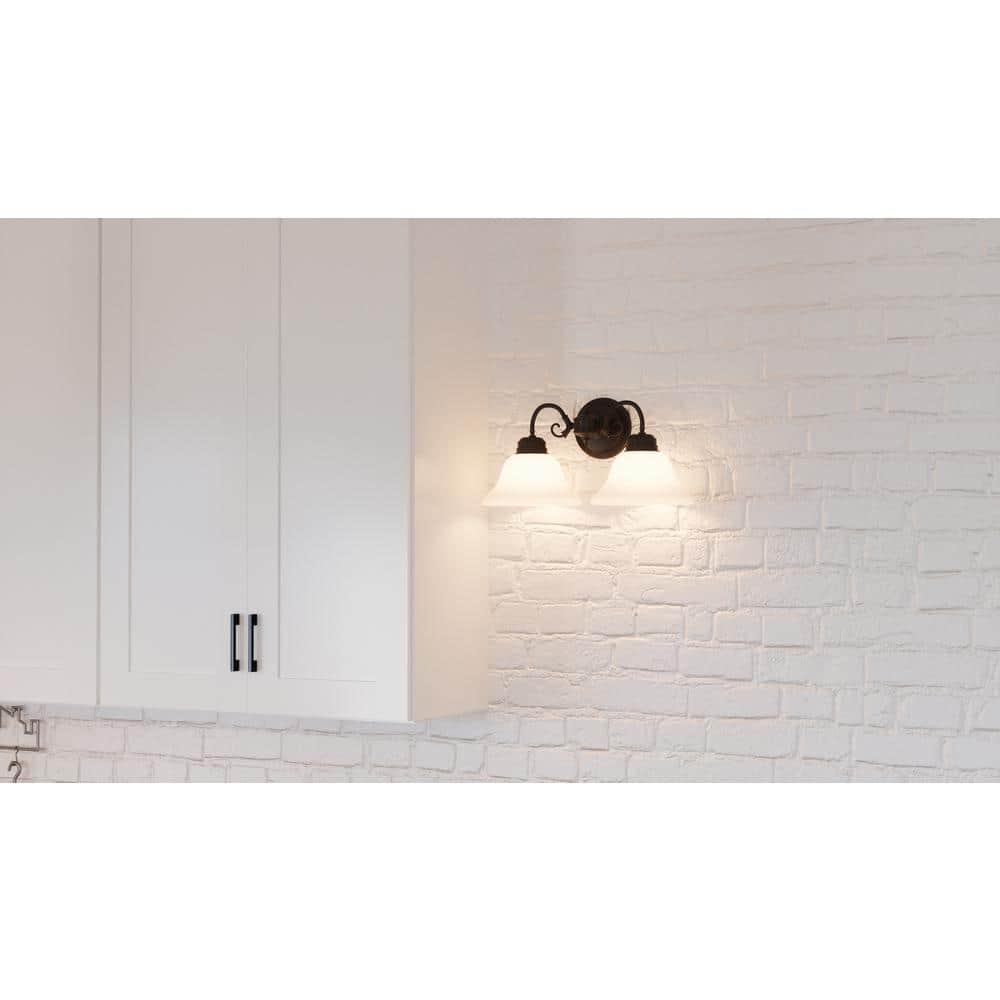 Design House Millbridge 2-Light Dimmable Vanity or Wall Light with Frosted Glass Shades, Oil Rubbed Bronze
