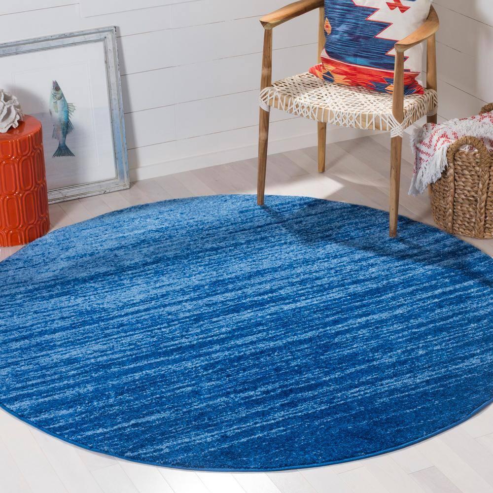 Adirondack ADR113 Machine Made Indoor Area Rug - Light Blue/Dark Blue - 8' Round - Safavieh