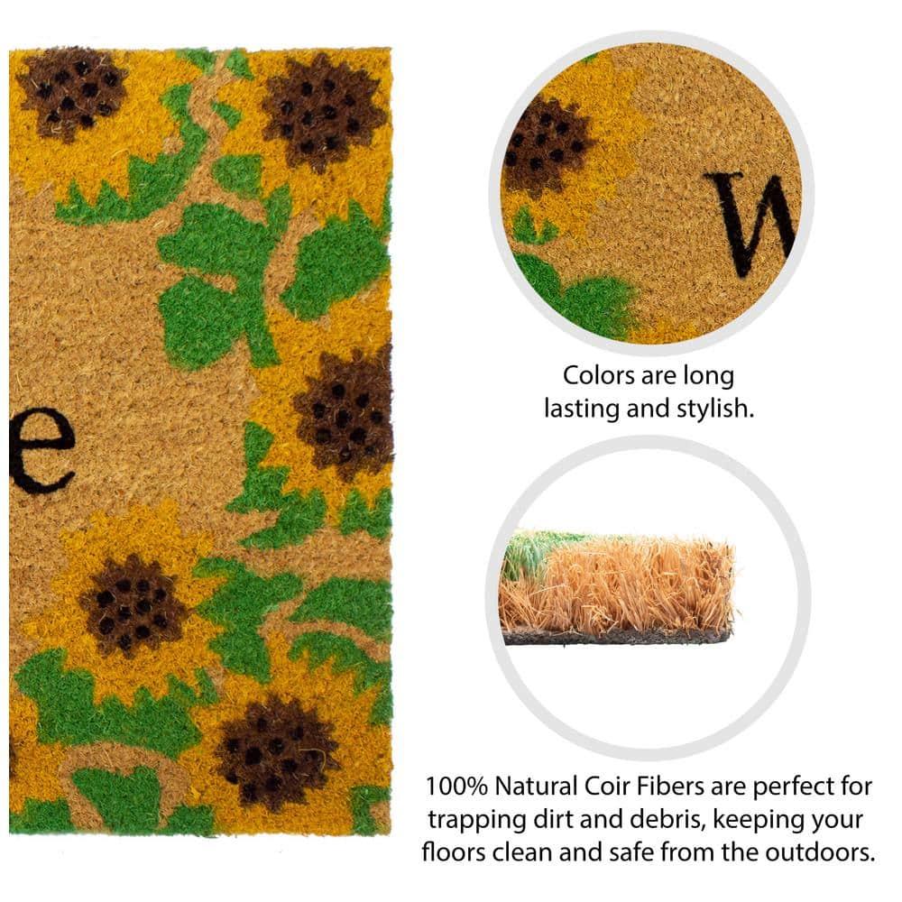 Storm Stopper All Weather Welcome With Sunflowers Indoor/Outdoor Printed Coir Mat