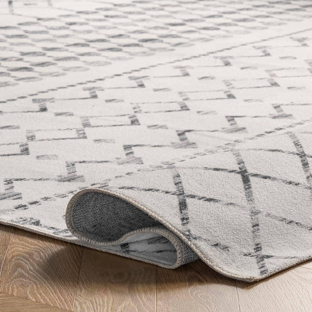 Nuloom Blythe Trellis 8x10 Machine Washable Indoor Area Rug for Living Room Bedroom Dining Room Kitchen, Grey/Off White