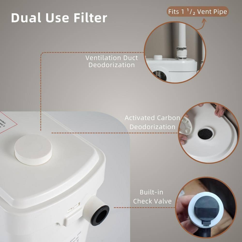 MaceratingFlo ARES 750W Upflush Toilet System, Elongated Bowl & 18" Comfort Height, 4-Inlet Ideal for Basements, Quiet & Efficient Macerator Pump Up to 36 Feet, Easy Installation