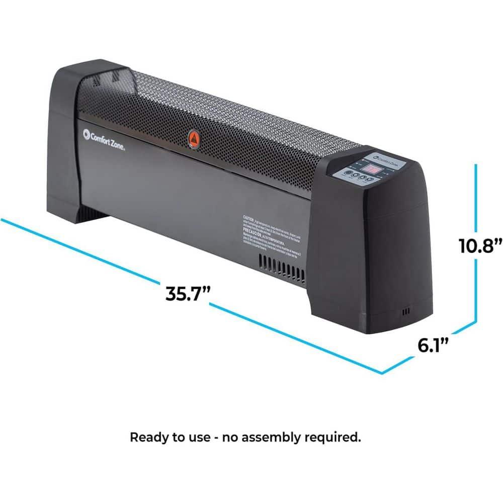Comfort Zone Digital Baseboard Space Heater with Thermostat, Black