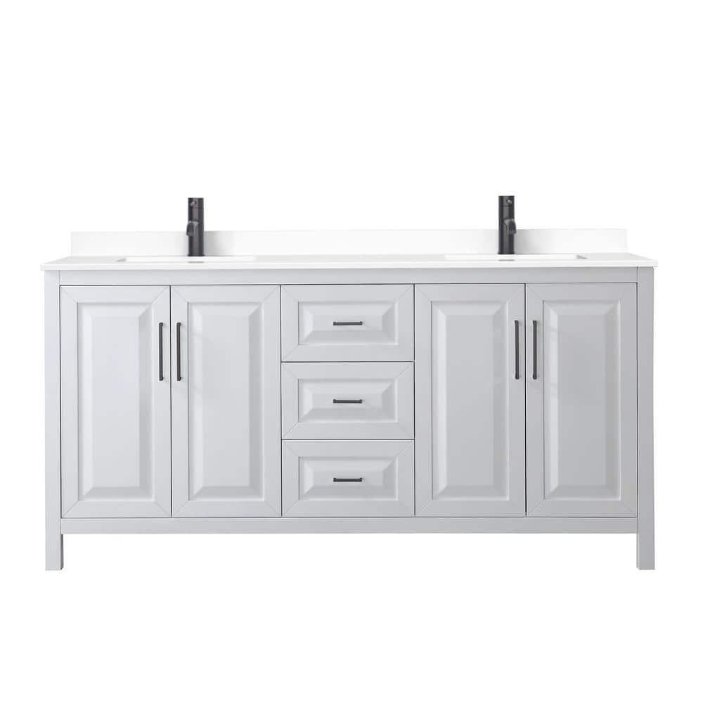 Wyndham Collection Daria 72'' Double Bathroom Vanity with Carrara Marble Top
